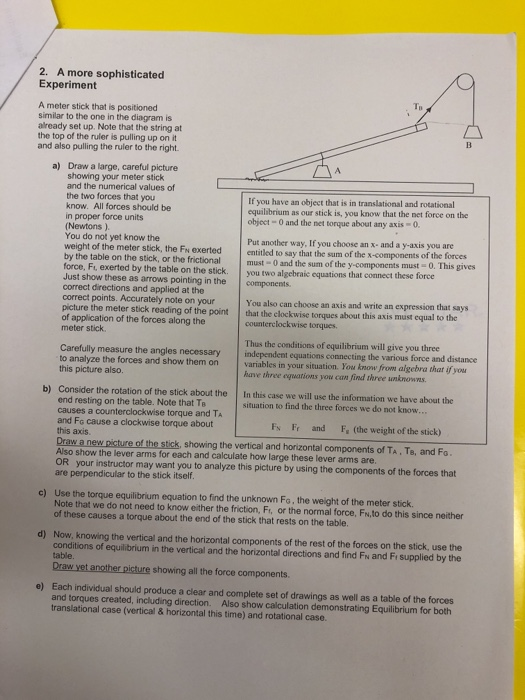 Solved 2. A more sophisticated Experiment A meter stick that | Chegg.com