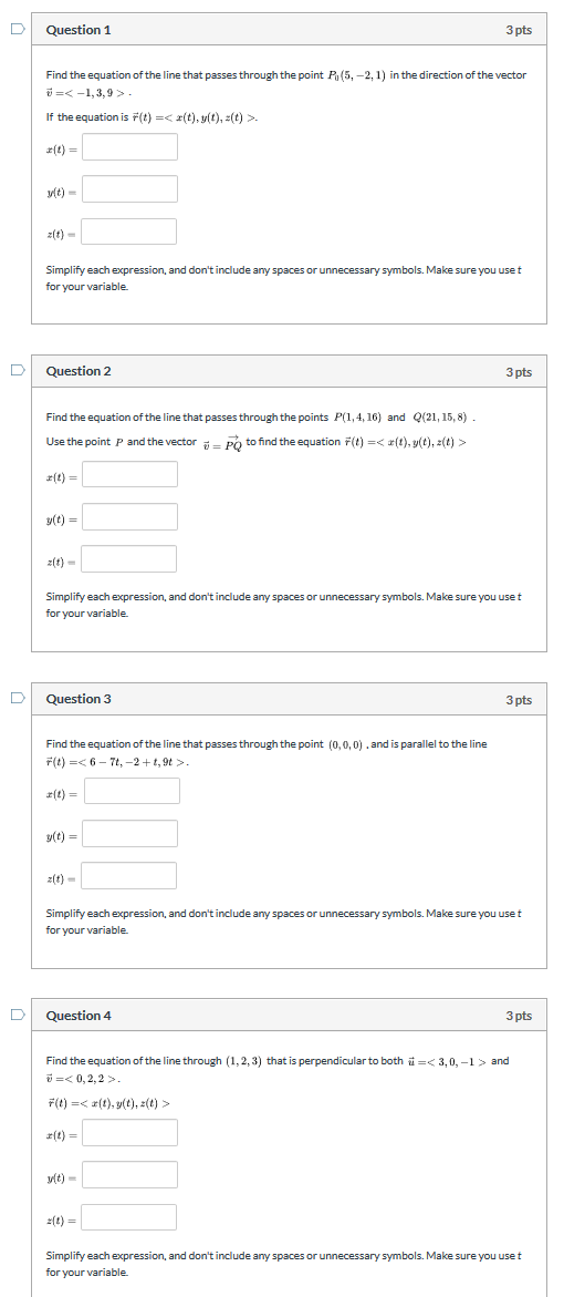 Solved Question 1 3 pts Find the equation of the line that | Chegg.com