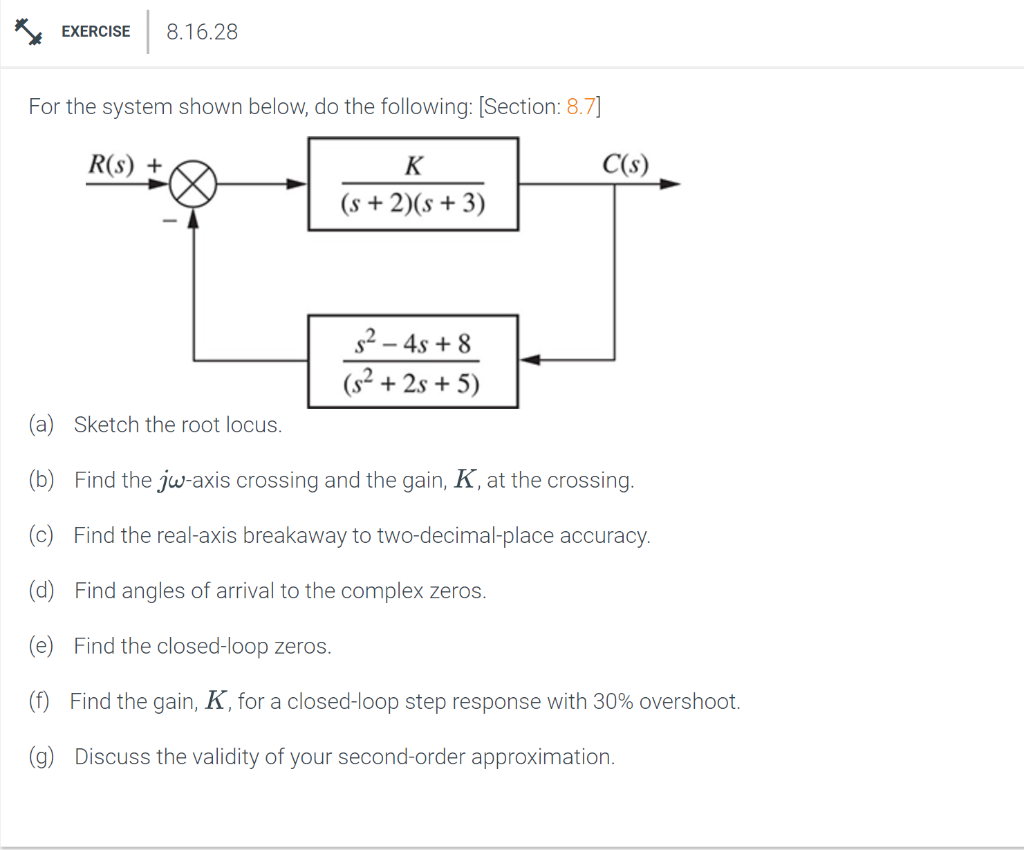 Solved EXERCISE 8.16.28 For the system shown below, do the | Chegg.com
