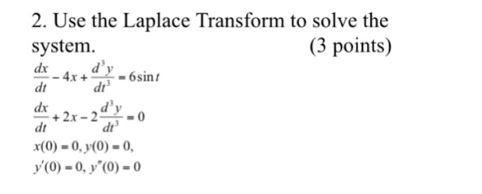 Solved Use the Laplace Transform to solve the system. dx/dt | Chegg.com