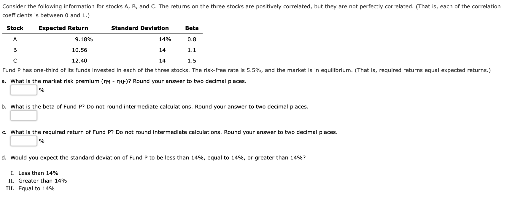 Solved Consider The Following Information For Stocks A, B, | Chegg.com