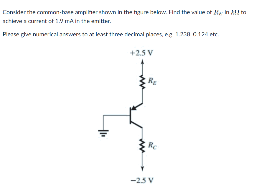 Solved Consider The Common-base Amplifier Shown In The | Chegg.com