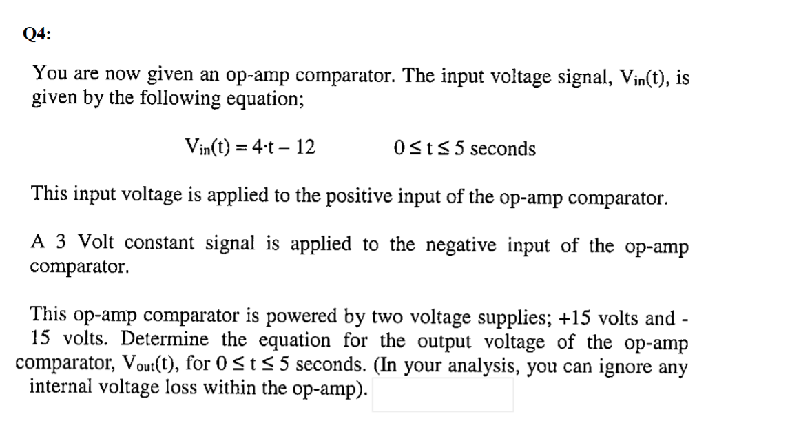 Solved You are now given an opamp comparator. The input