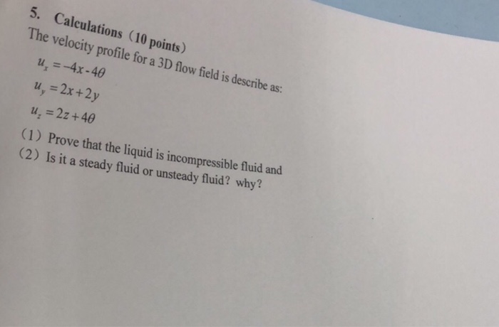 Solved 5. Calculations (10 points) The velocity profile for | Chegg.com