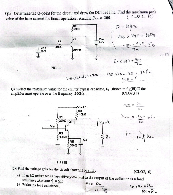 Solved Q3: Determine the Q-point for the circuit and draw | Chegg.com