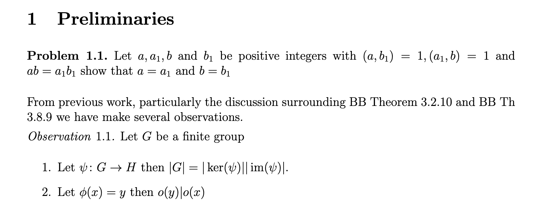 Solved 1 Preliminaries = 1, (a₁, B) = 1 And Problem 1.1. Let | Chegg.com