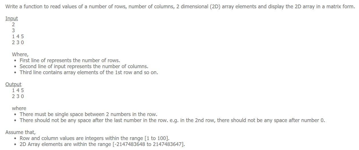 Solved Write a function to read values of a number of rows, | Chegg.com