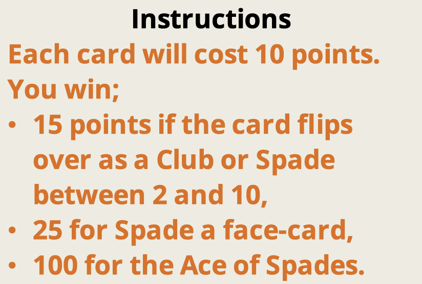 Solved Play the Single Card Flip game in the Games Fair