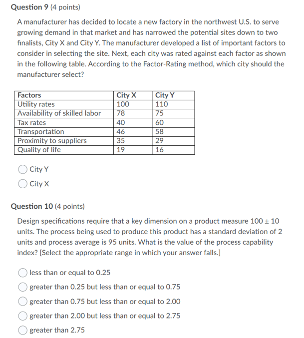 Solved Question 9 (4 Points) A Manufacturer Has Decided To | Chegg.com