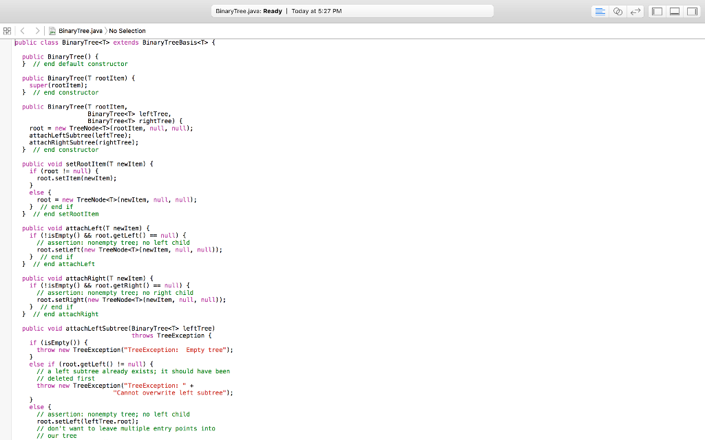 Solved BinaryTree.java: Ready Today at 5:27 PM 2 | Chegg.com