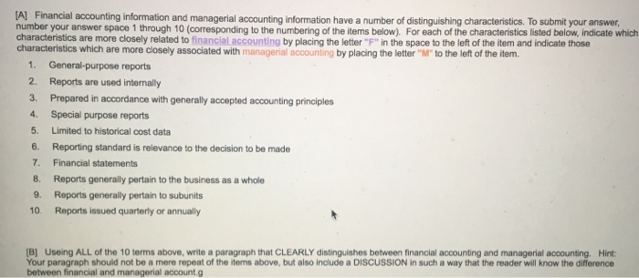 Solved [A Financial accounting information and managerial | Chegg.com