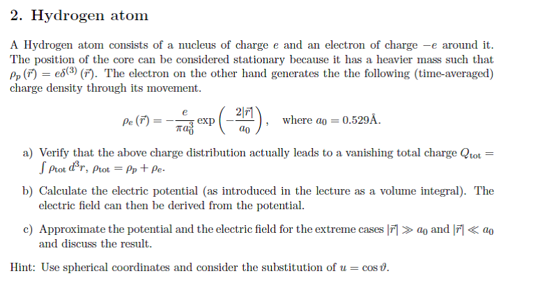 how does the charge of a hydrogen atom change