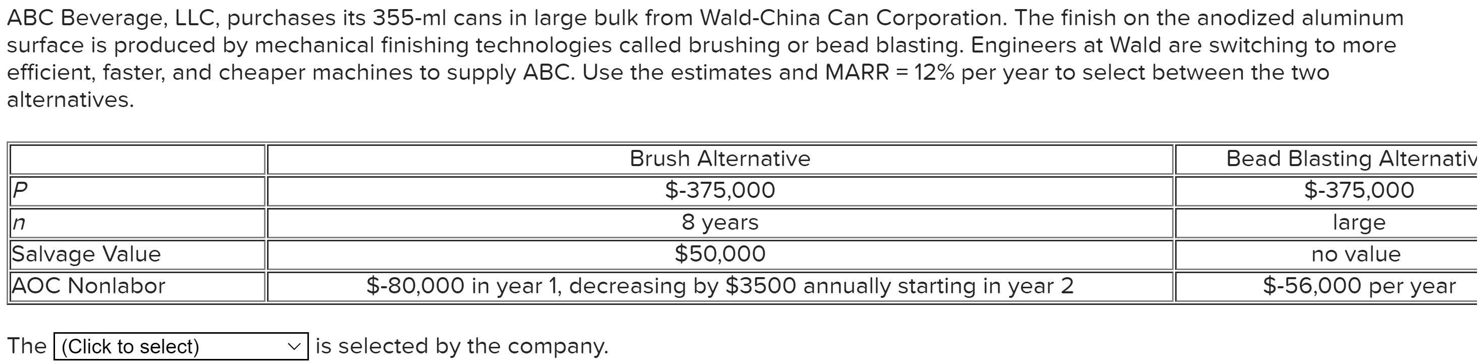 Solved ABC Beverage, LLC, purchases its 355-ml cans in large | Chegg.com