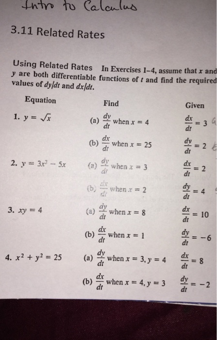 Solved 3.11 Related Rates Using Related Rates In Exercises | Chegg.com