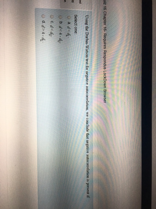 Solved Using The Durbin-watson Test For Negative 
