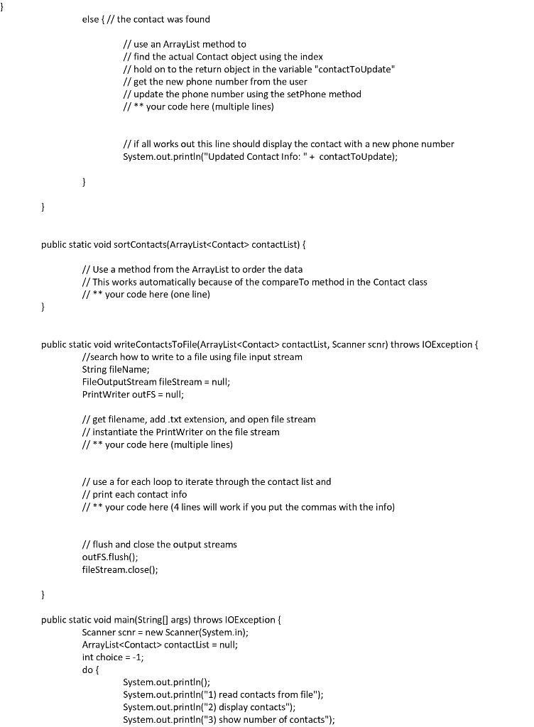 Solved IN JAVA PLEASE: Create a phone contact app, using the | Chegg.com