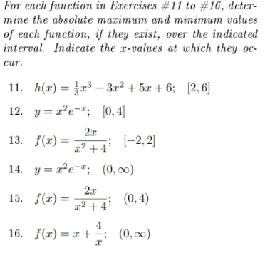 Solved For each function in Exercises #11 to #16, deter- | Chegg.com