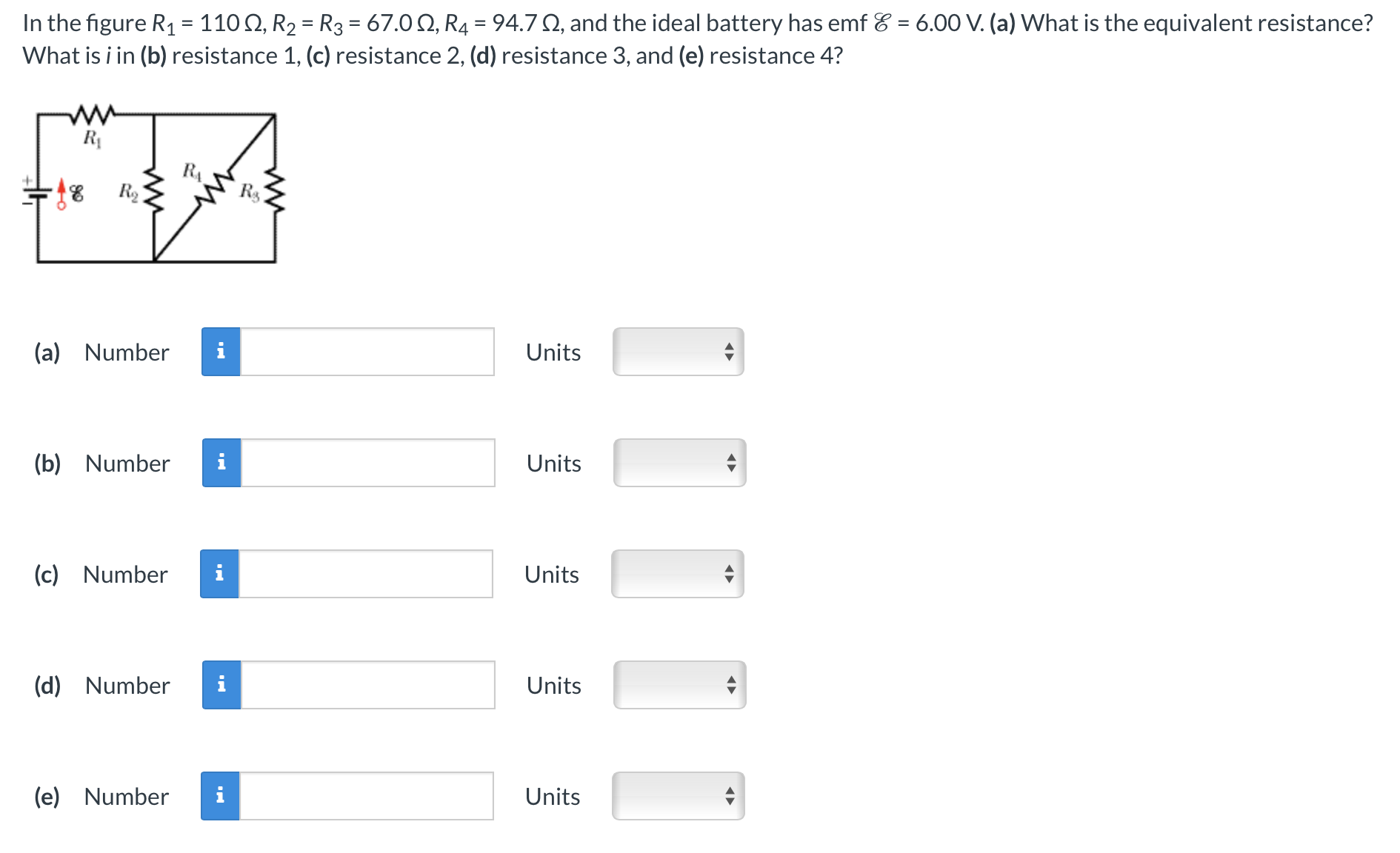 Solved In the figure R1=110Ω,R2=R3=67.0Ω,R4=94.7Ω, and the | Chegg.com