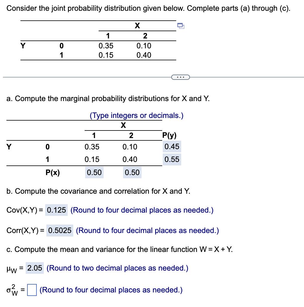 Solved Consider The Joint Probability Distribution Given | Chegg.com