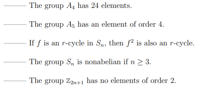 Solved Mark Each Of The Following True Or False Justify