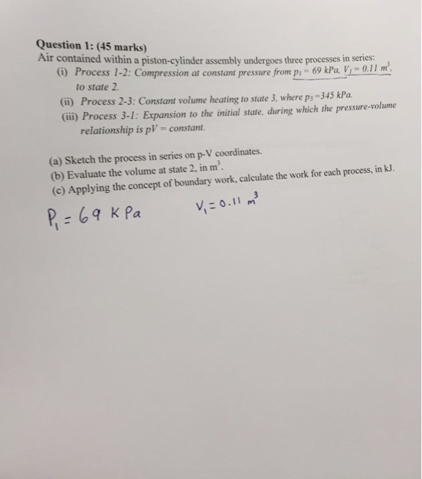 Solved Air contained within a pistoncylinder assembly