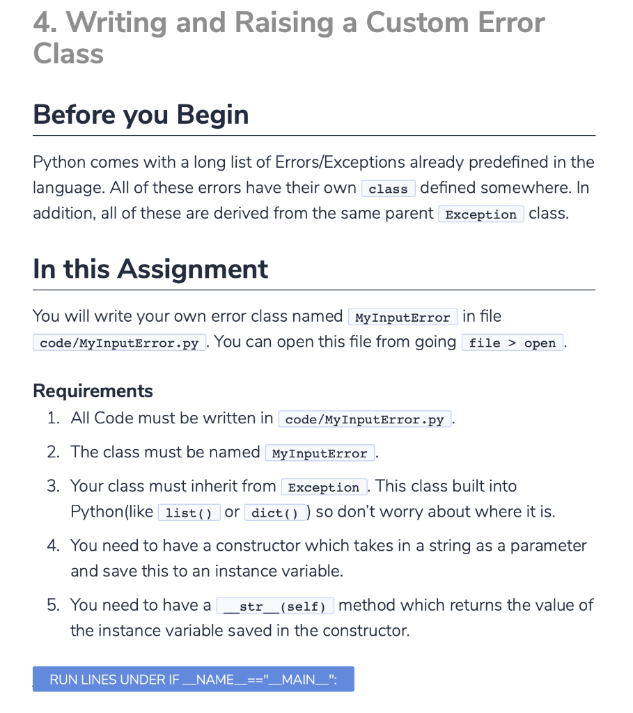 Writing a Python Custom Exception