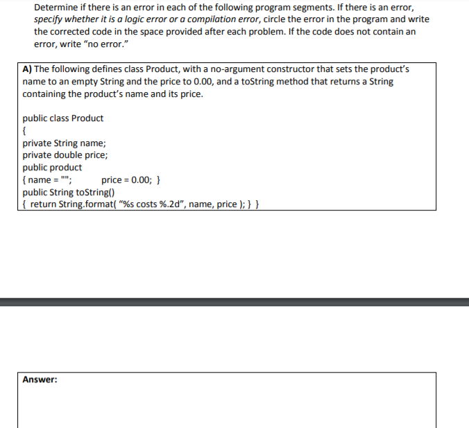 Solved Determine if there is an error in each of the | Chegg.com
