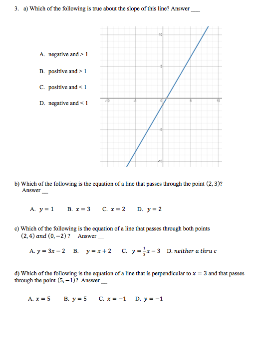 Solved 3. a) Which of the following is true about the slope | Chegg.com