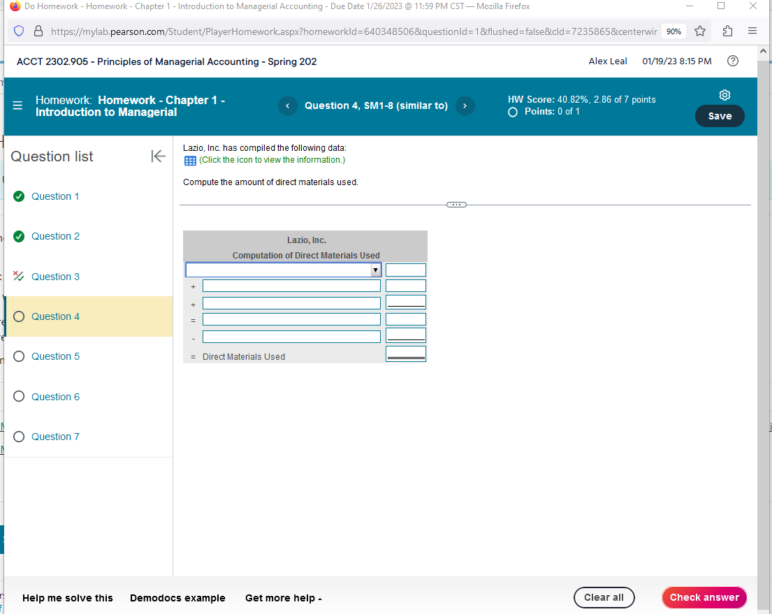 Lazio, Inc. has compiled the following data (Click
