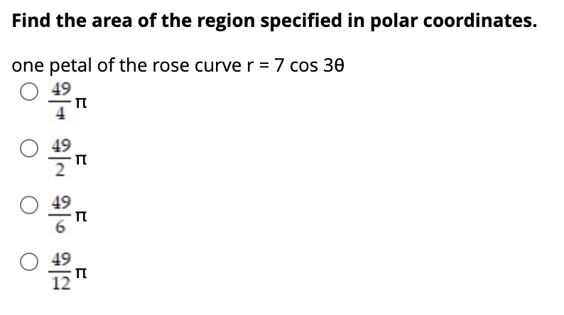 Solved Find the area of the region specified in polar | Chegg.com