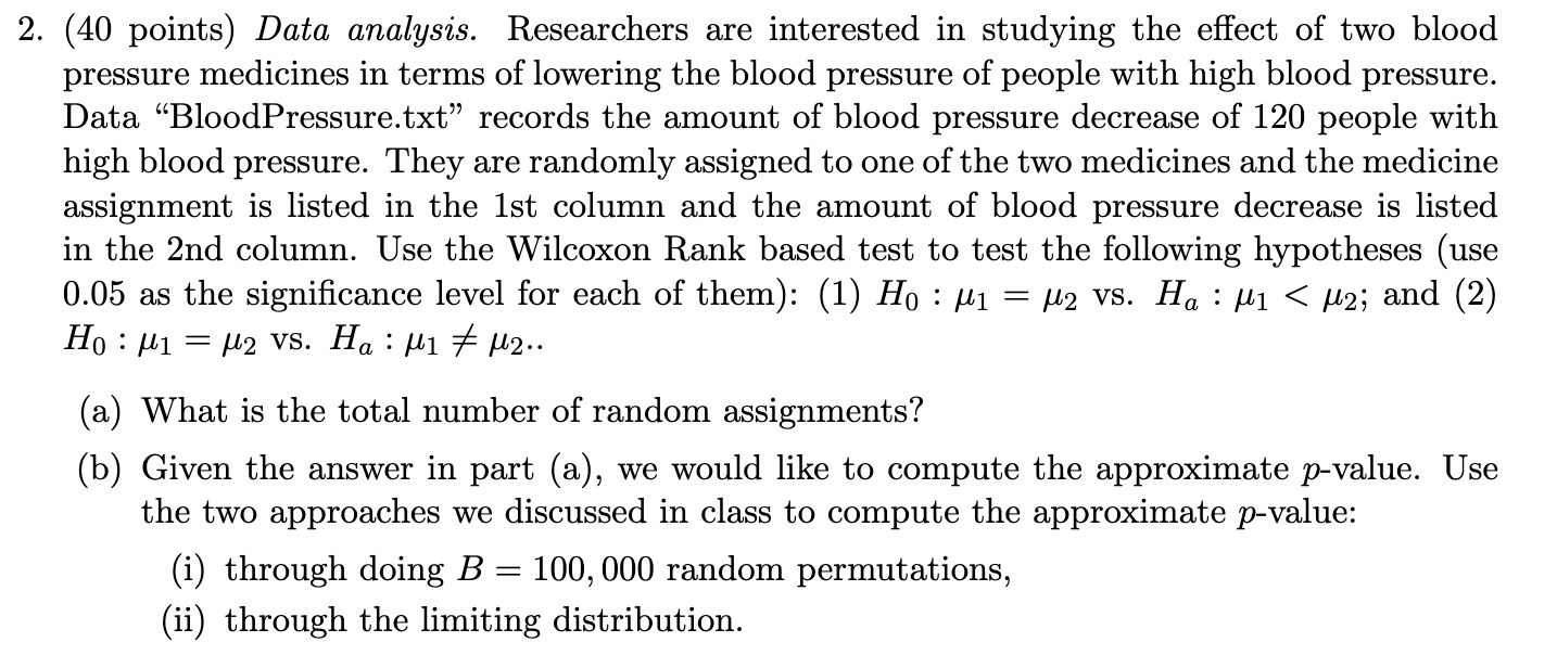Solved data "BloodPressure.txt" is here Medicine