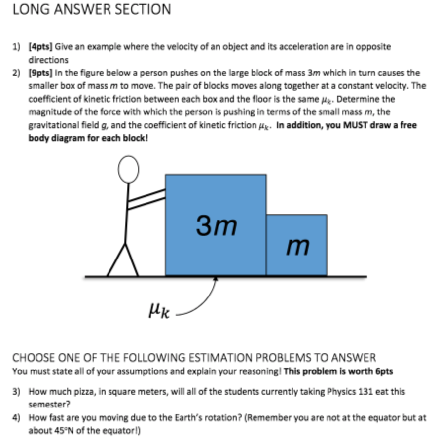 Solved LONG ANSWER SECTION 1) [4pts] Give an example where | Chegg.com