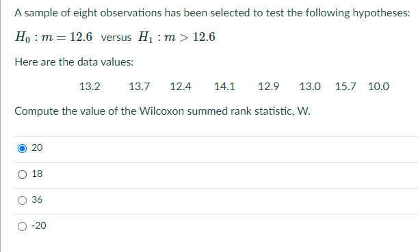 Solved A sample of eight observations has been selected to | Chegg.com