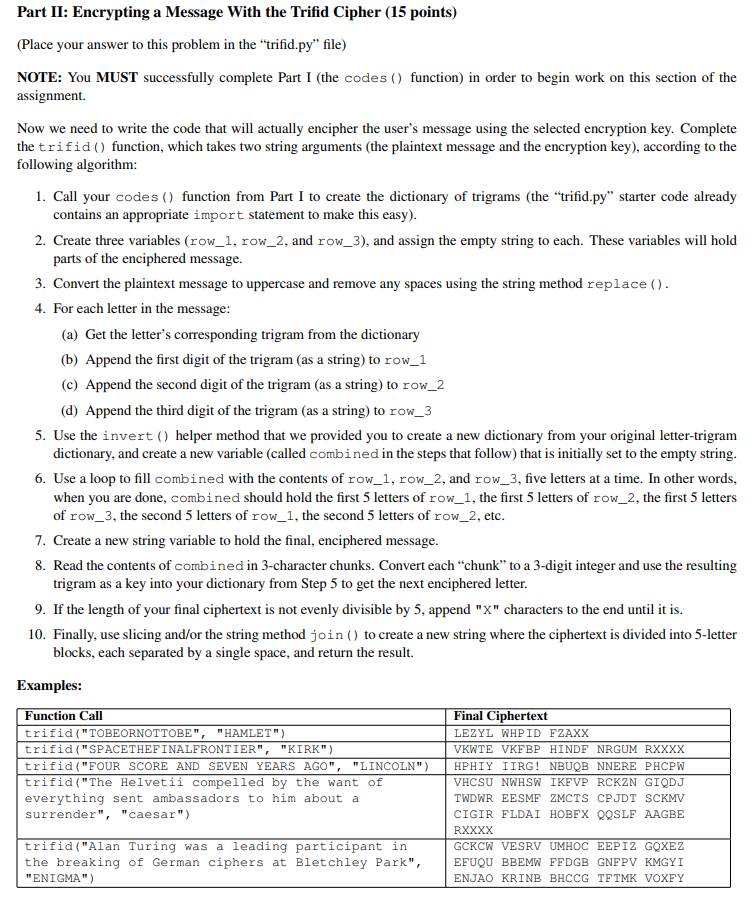(PYTHON) Part I: Constructing the Lookup Table (15 | Chegg.com