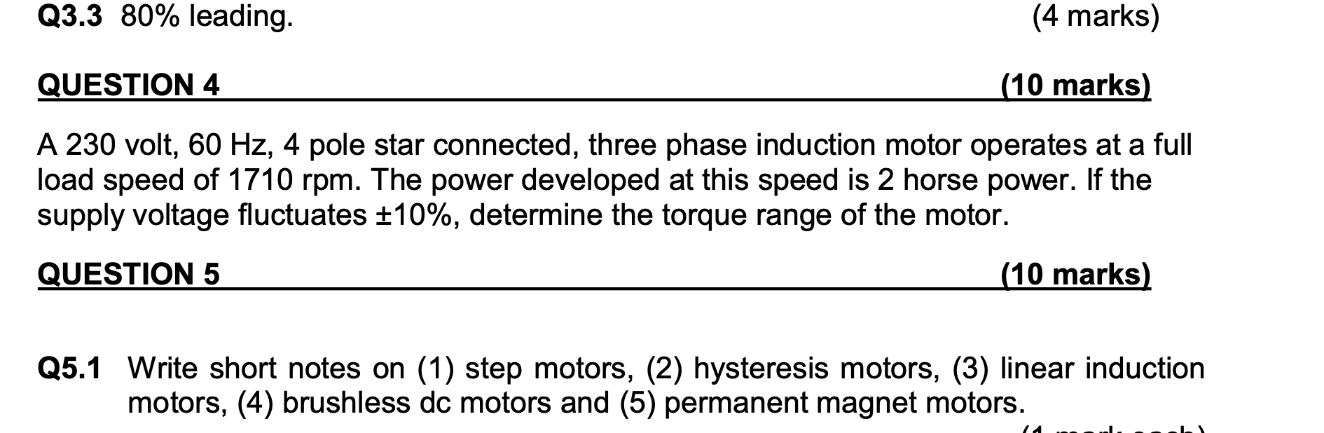 Solved A 230 volt, 60 Hz, 4 pole star connected, three phase | Chegg.com