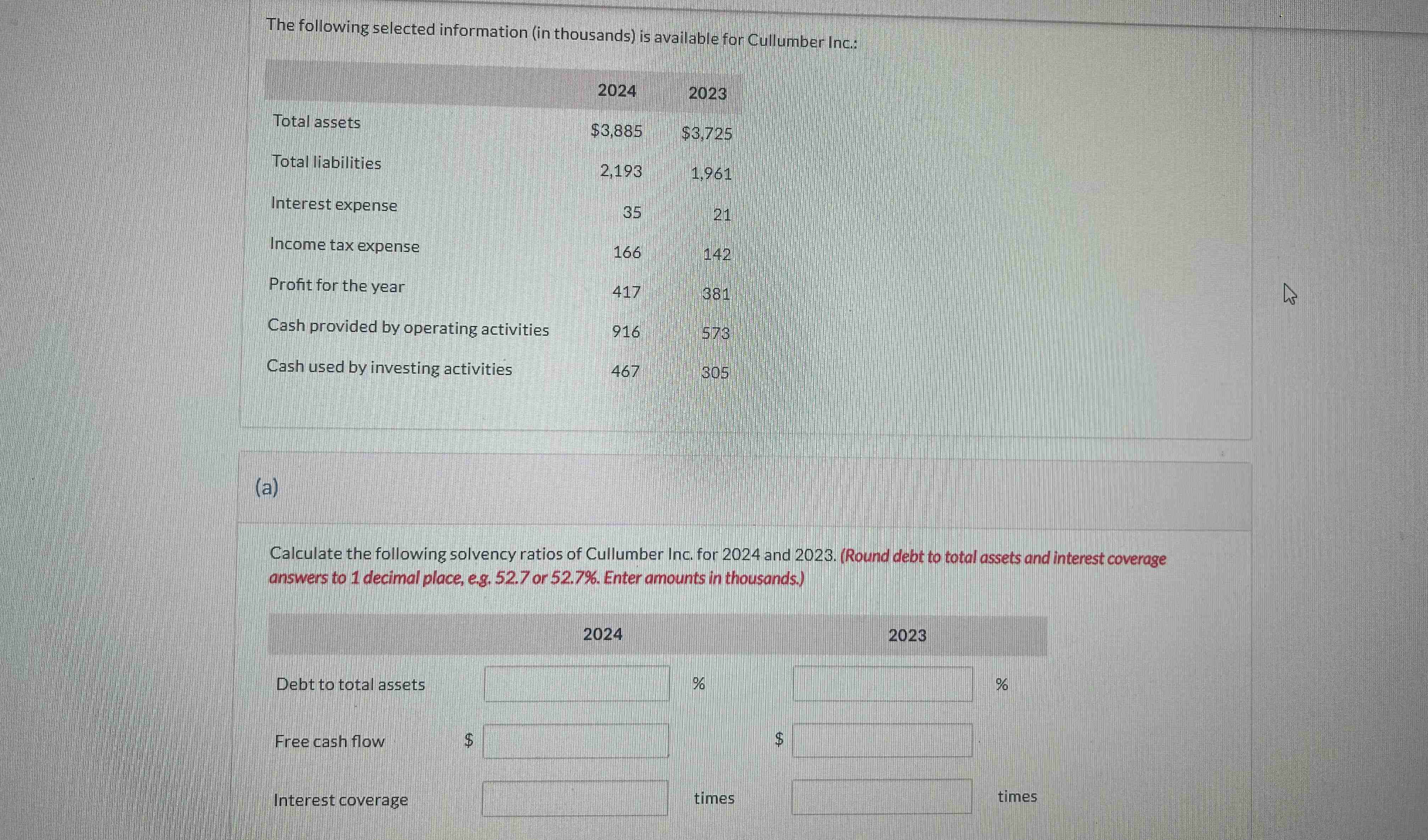 Solved Calculate The Following Ratios For 2024 Round Chegg Com   PhpiwtaKB