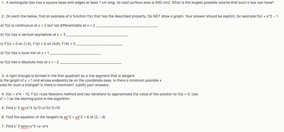 Solved 1. A rectangular box has a square base with edges at | Chegg.com
