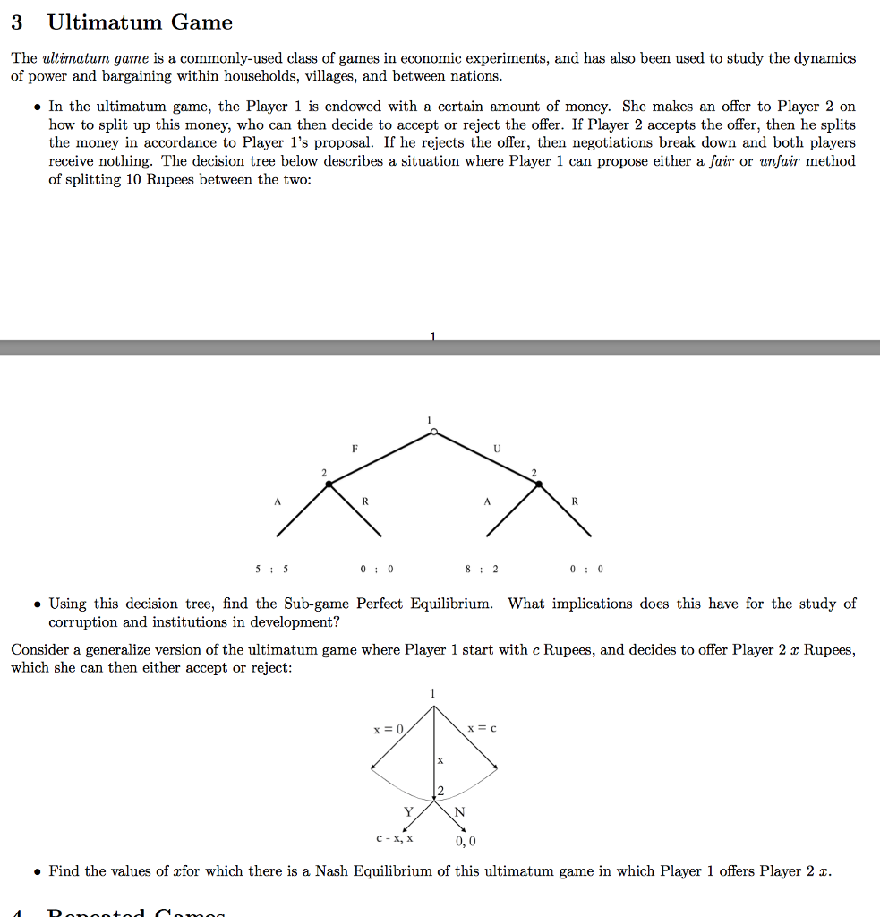 Solved 3 Ultimatum Game The Ultimatum Game Is A | Chegg.com