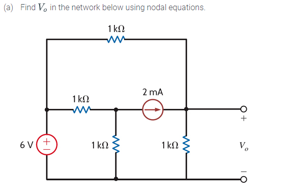 Solved (a) Find Vo in the network below using nodal | Chegg.com