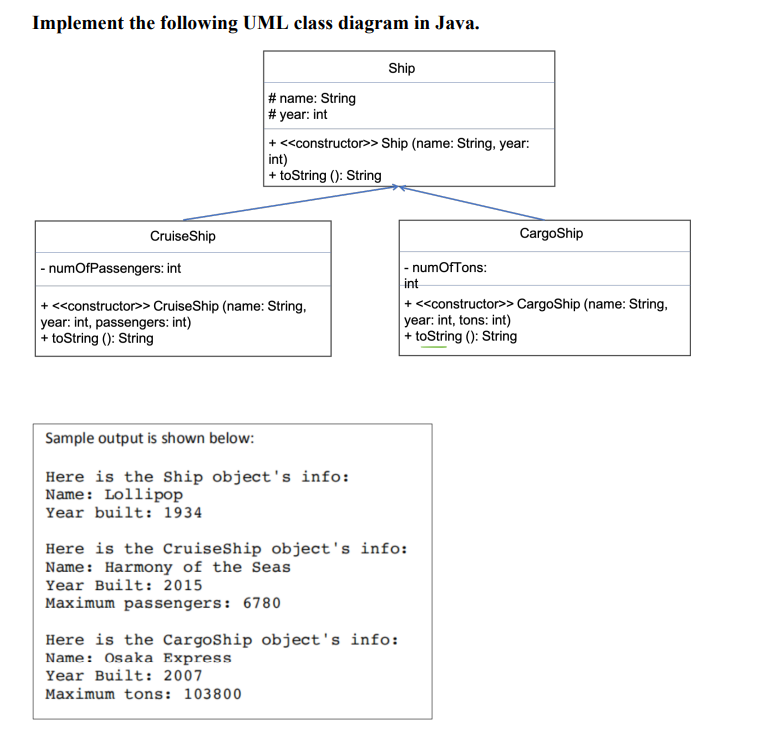 Solved Implement the following UML class diagram in Java. | Chegg.com