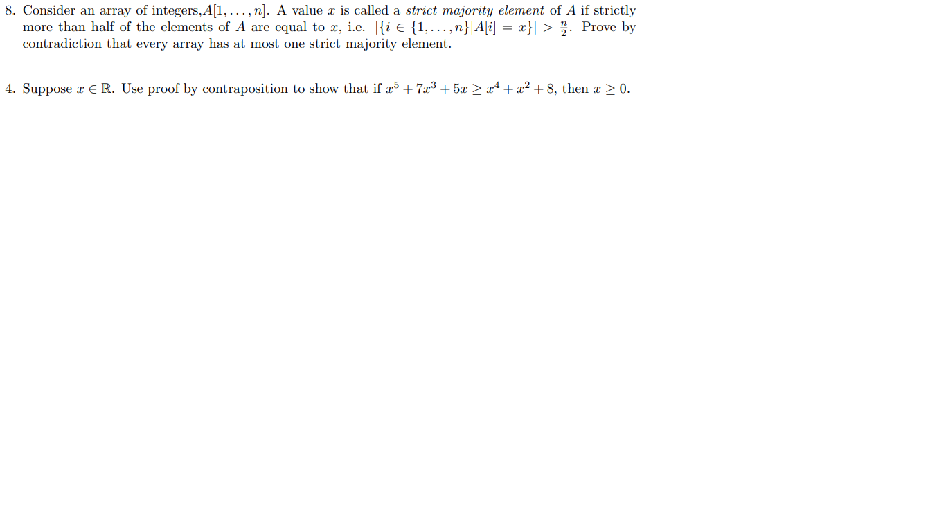 Solved 8 Consider An Array Of Integers A 1 N Chegg Com