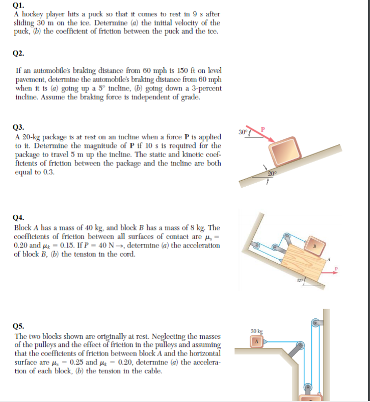 Solved Q1. A hockey player hits a puck so that it comes to