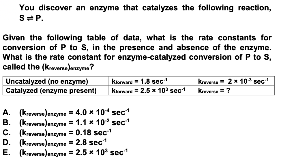 Solved You Discover An Enzyme That Catalyzes The Following | Chegg.com