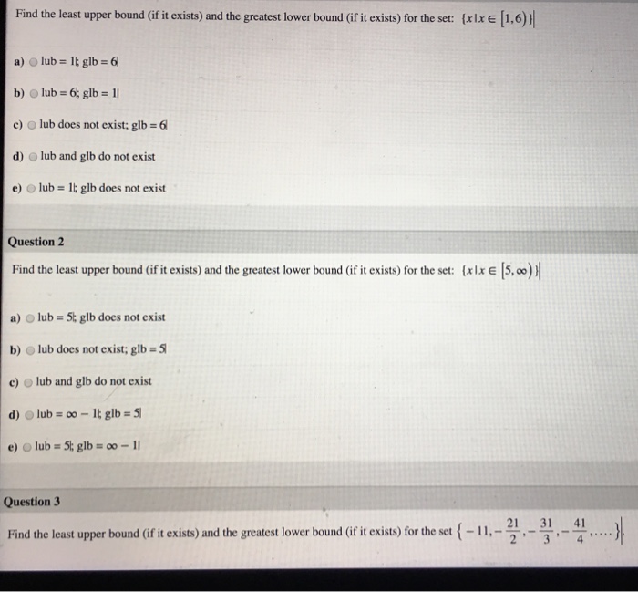 Solved Find the least upper bound (if it exists) and the | Chegg.com