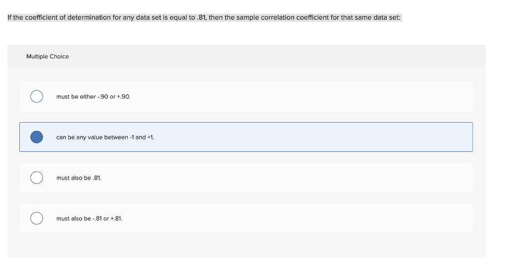 Solved If The Coefficient Of Determination For Any Data Set Chegg Com