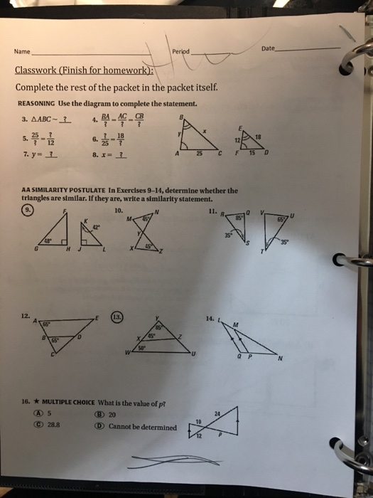 Solved Date Name Classwork (Finish for homework) Complete | Chegg.com