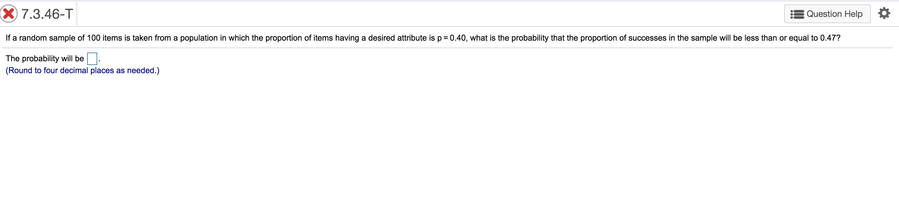 Solved X 7.3.46-T Question Help If a random sample of 100 | Chegg.com
