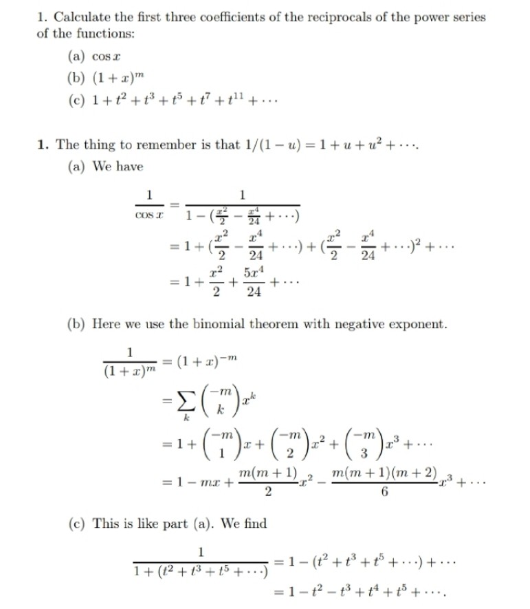 Solved 1. Calculate the first three coefficients of the | Chegg.com