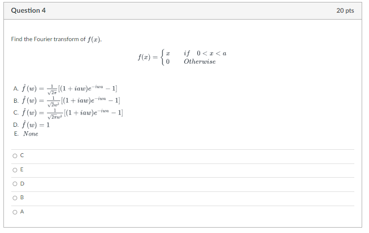 Solved Question 4 20 pts Find the Fourier transform of f(x), | Chegg.com