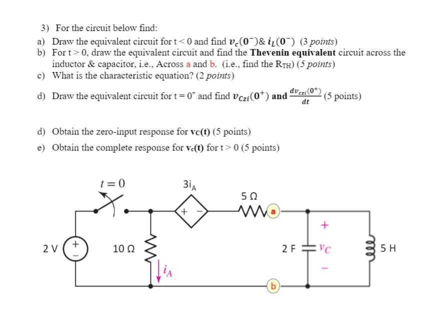 Solved 3) For the circuit below find: a) Draw the equivalent | Chegg.com